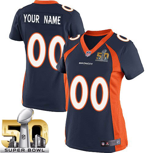 Women's Limited Super Bowl L Nike Jersey Navy Blue Alternate - Customized NFL Denver Broncos